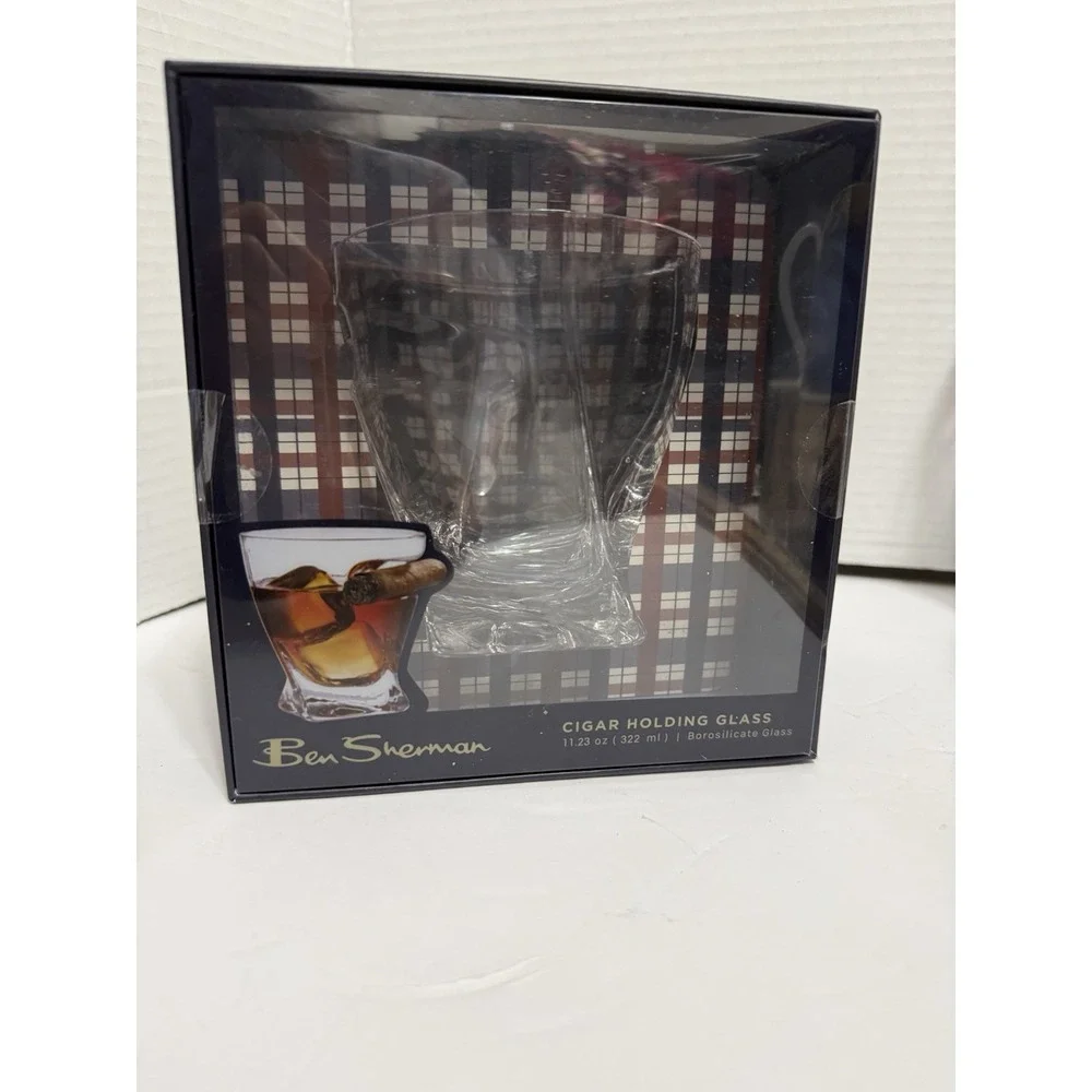 NEW‎ Ben Sherman Cigar Holder Whiskey Glass 11.23oz. Borosilicate Glass In Box
